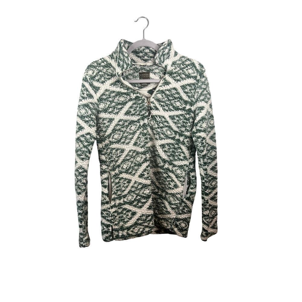 Roper Womens Green and White Fleece Pullover Sweater Size Small